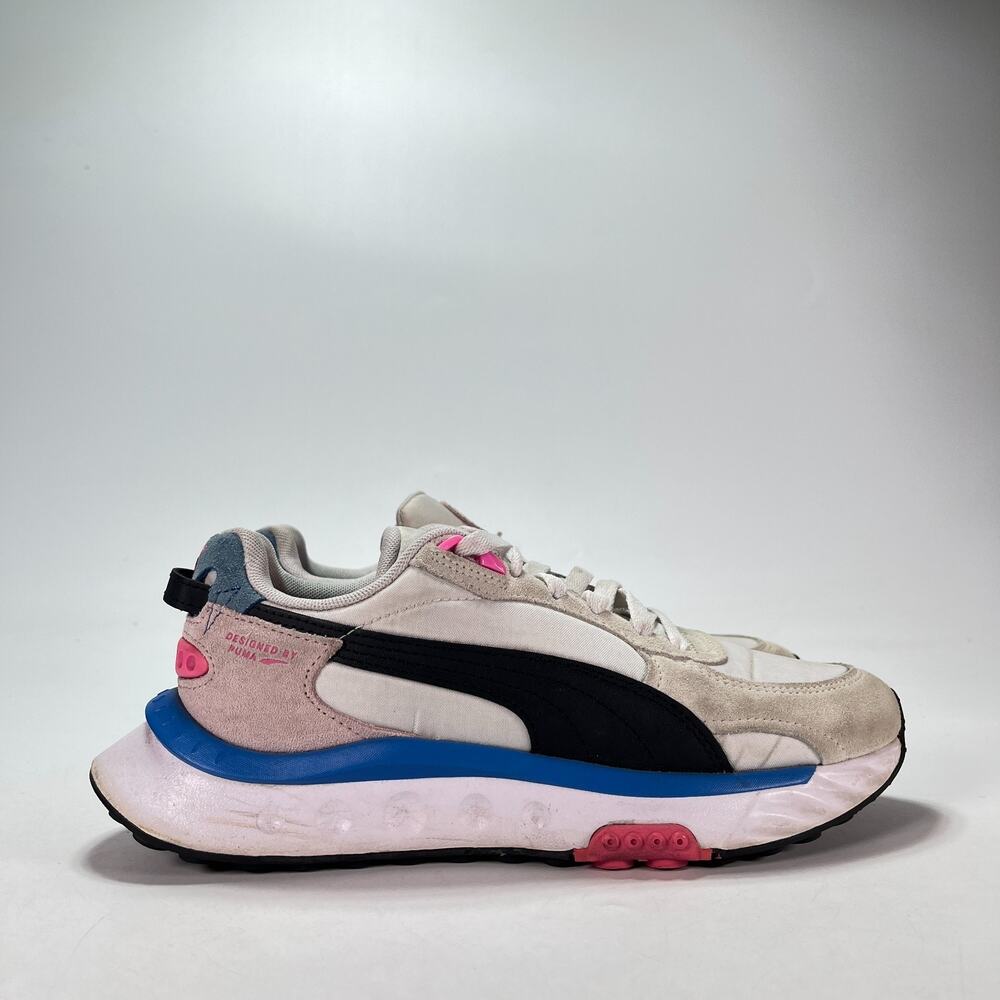 PUMA Wild Rider Rollin White Pink Lady Casual Sneakers 381517-06 Youth Size 5.5